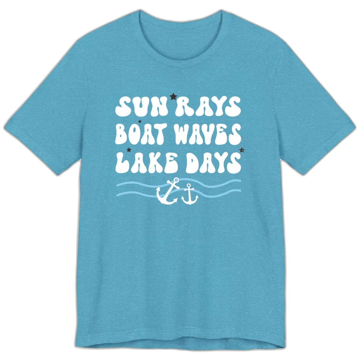 Sun Rays Boat Waves Lake Days Premium T-Shirt in Heather Aqua