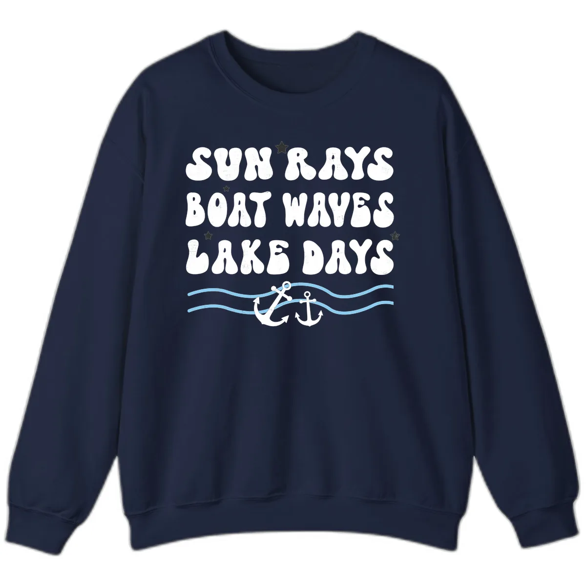 Sun Rays Boat Waves Lake Days Sweatshirt in Navy
