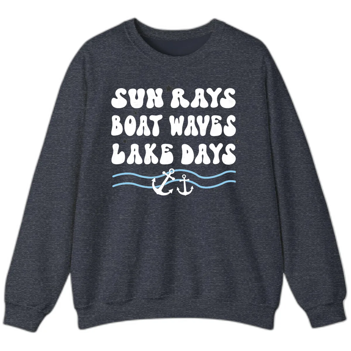 Sun Rays Boat Waves Lake Days Sweatshirt in Heather Sport Dark Navy