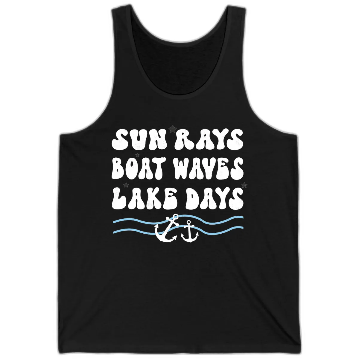 Sun Rays Boat Waves Lake Days Tank in Black