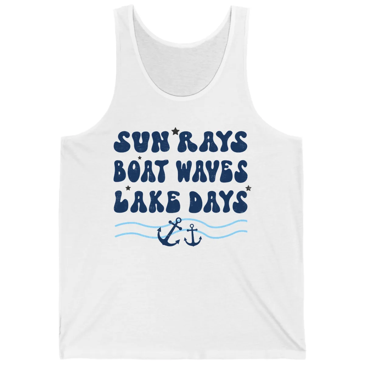 Sun Rays Boat Waves Lake Days Tank in White