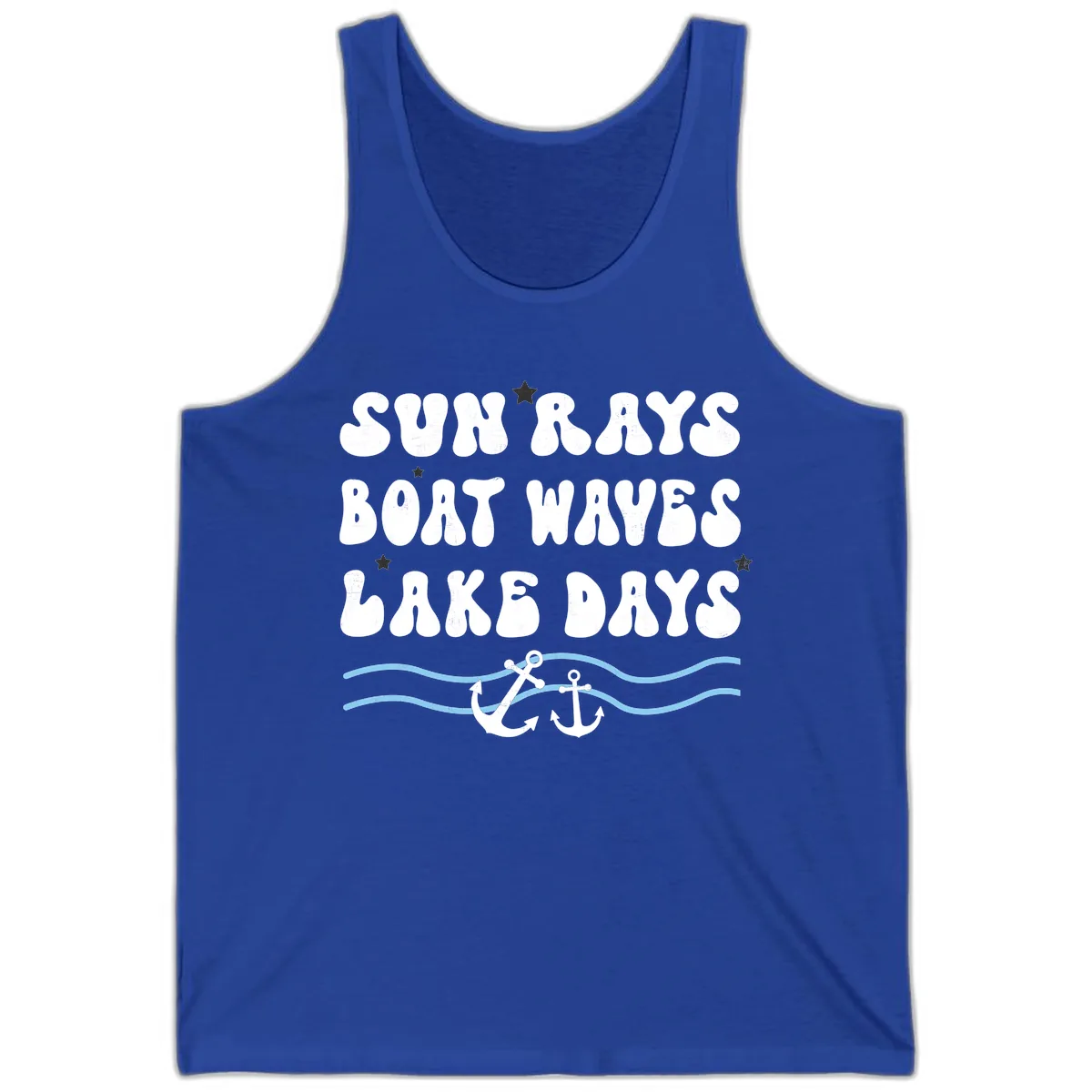 Sun Rays Boat Waves Lake Days Tank in True Royal