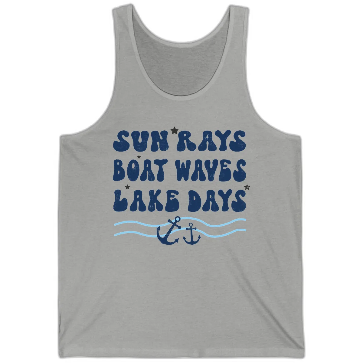 Sun Rays Boat Waves Lake Days Tank in Athletic Heather
