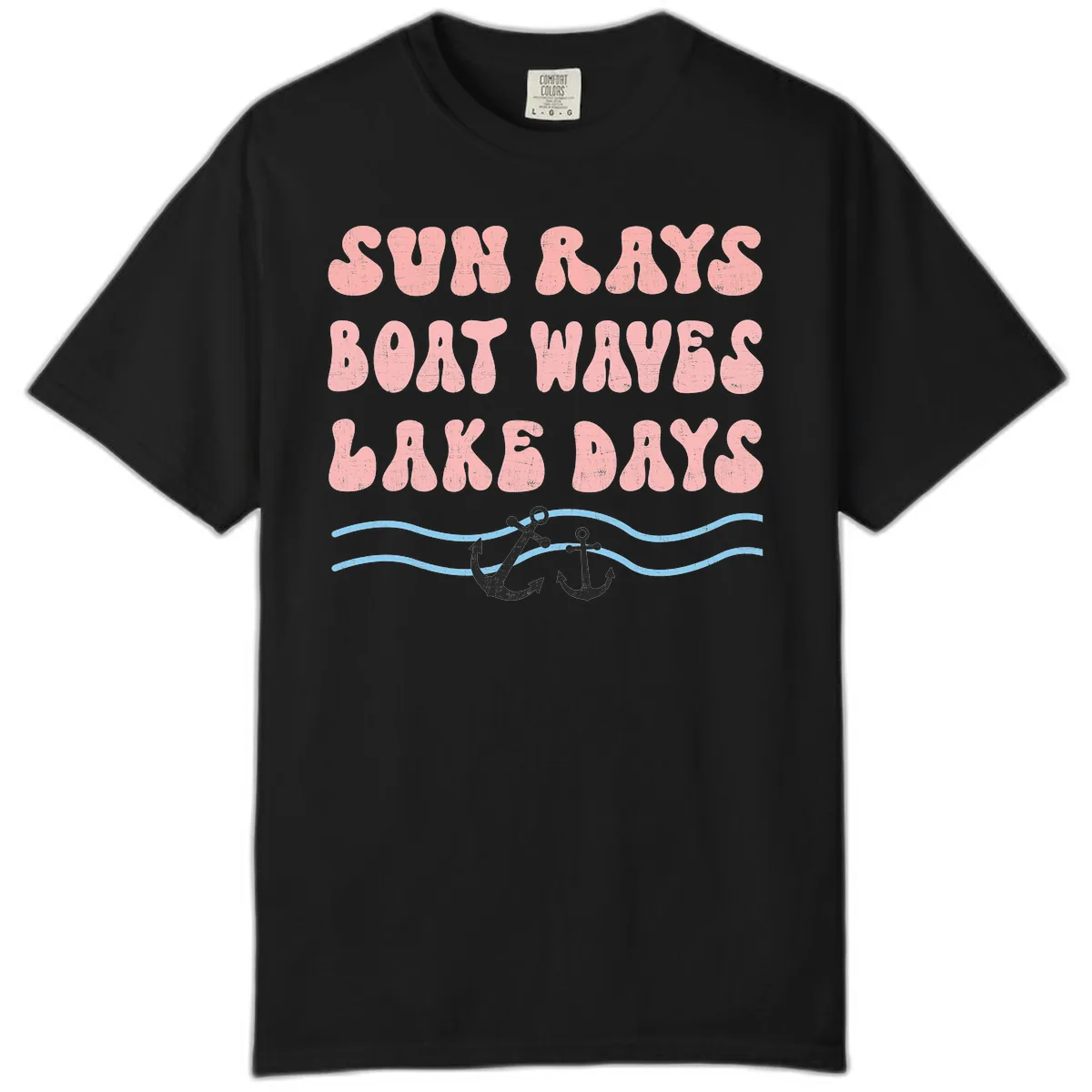 Lake Days Boat Waves Sun Rays Comfort Color in Black