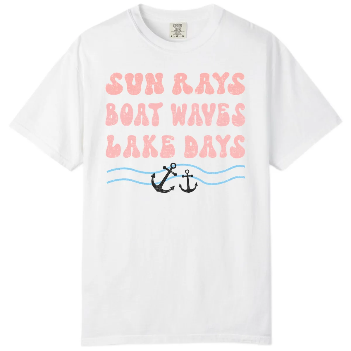 Lake Days Boat Waves Sun Rays Comfort Color in White