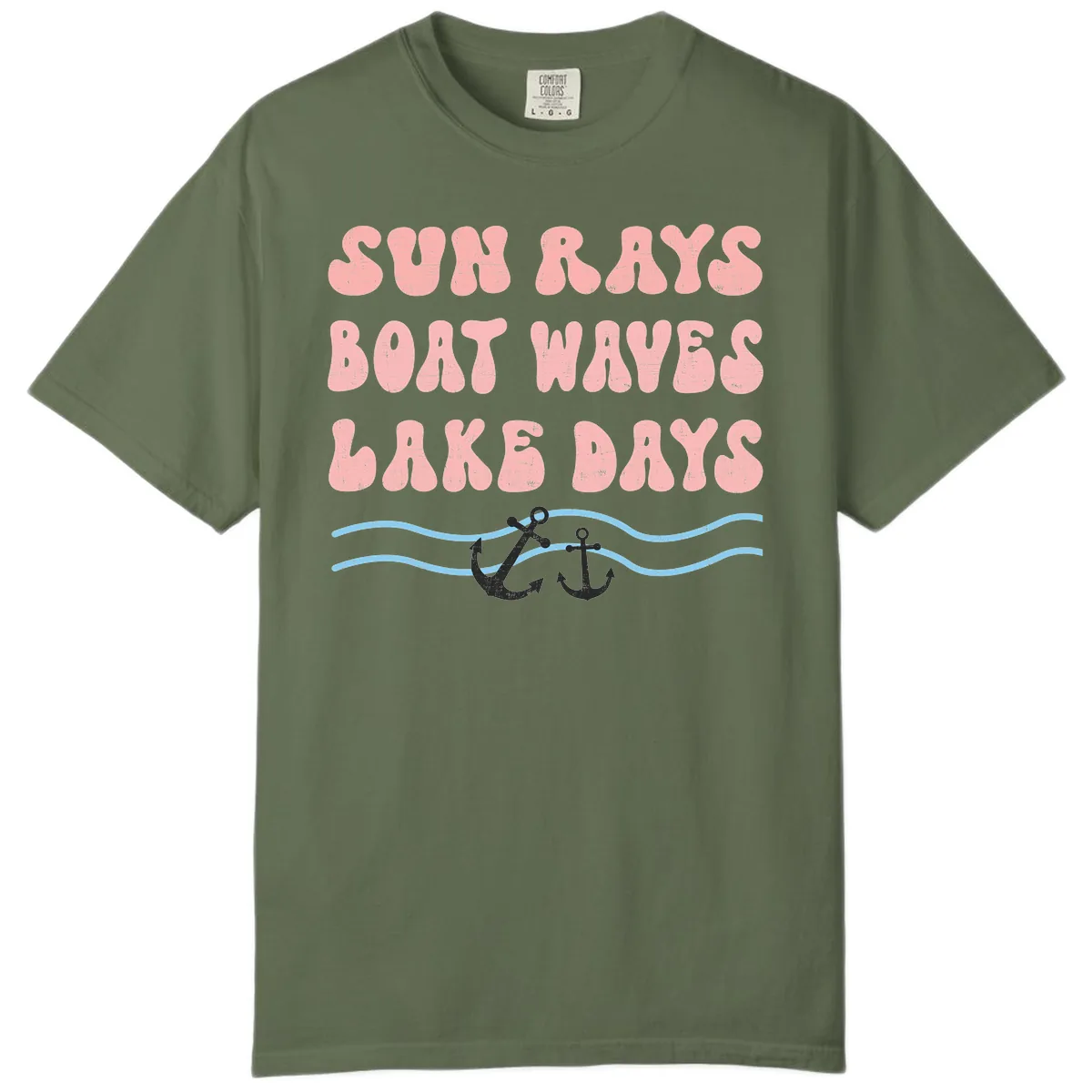 Lake Days Boat Waves Sun Rays Comfort Color in Sage