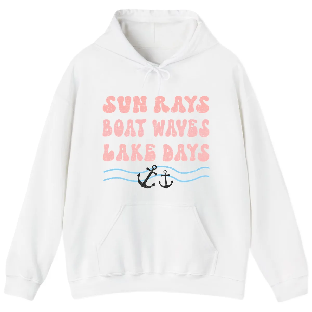 Lake Days Boat Waves Sun Rays Hoodie in White
