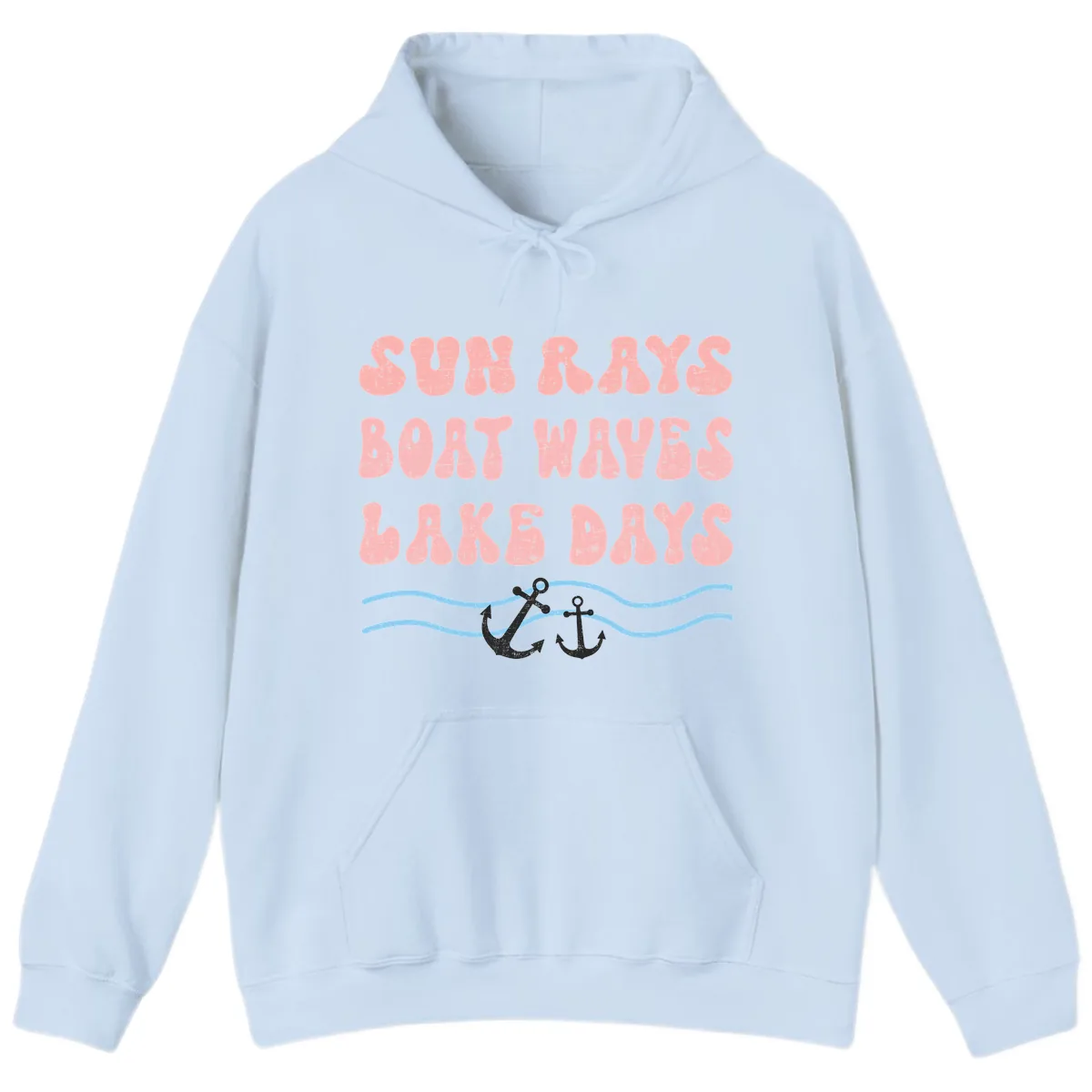 Lake Days Boat Waves Sun Rays Hoodie in Light Blue