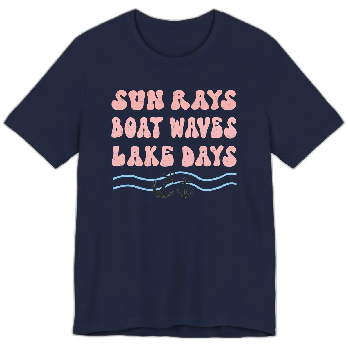 Lake Days Boat Waves Sun Rays Premium T-Shirt in Navy
