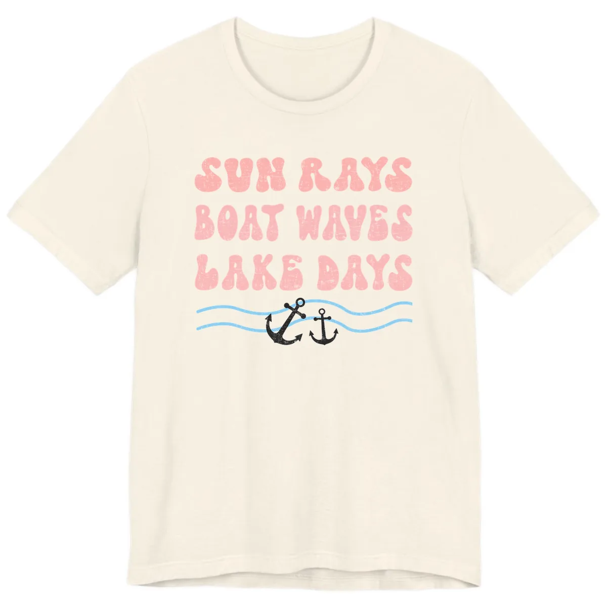 Lake Days Boat Waves Sun Rays Premium T-Shirt in Natural