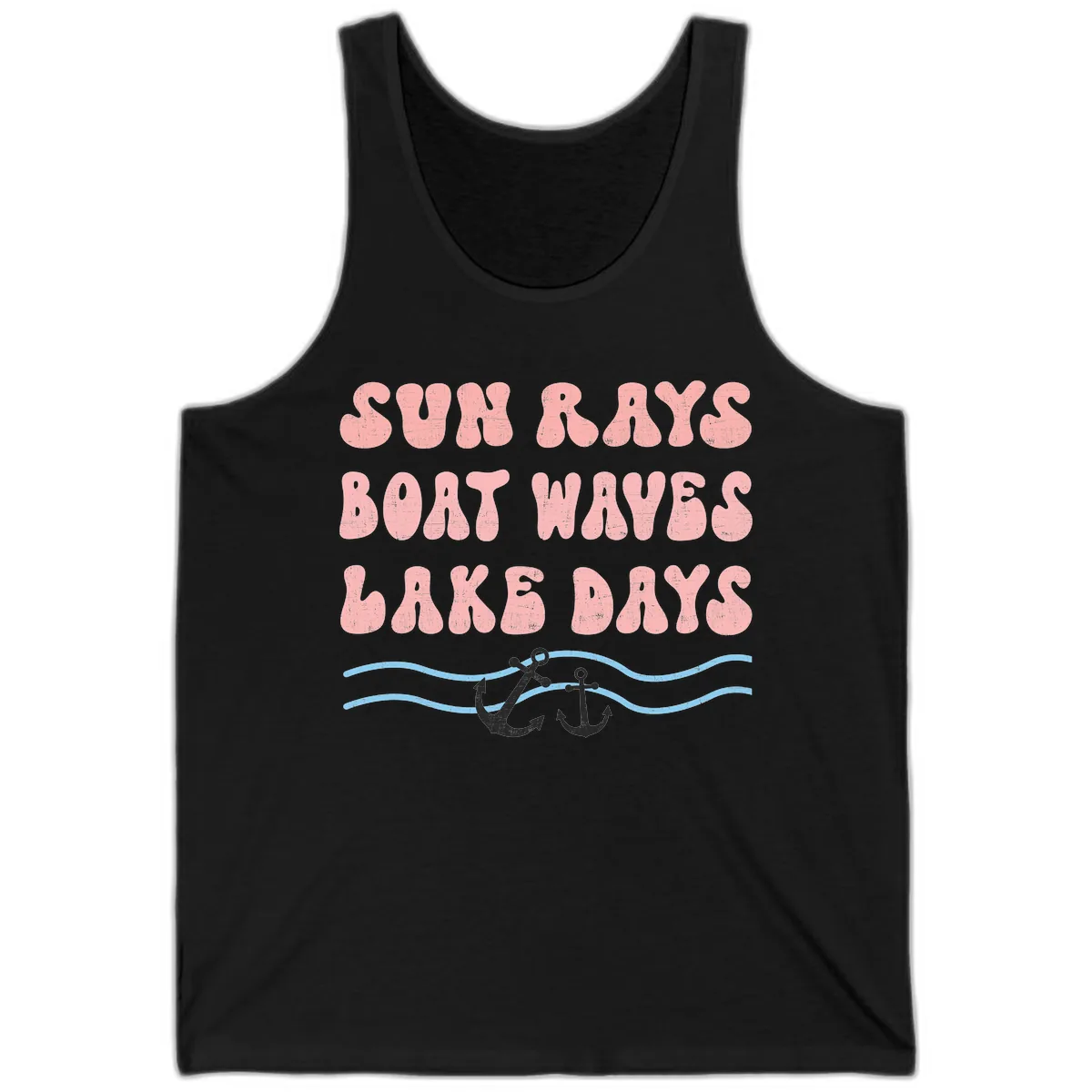 Lake Days Boat Waves Sun Rays Tank in Black
