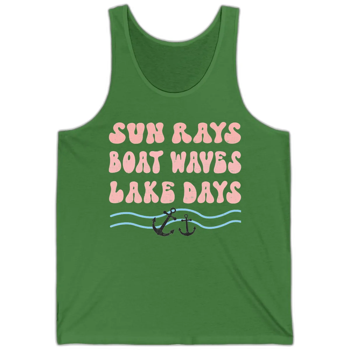 Lake Days Boat Waves Sun Rays Tank in Leaf