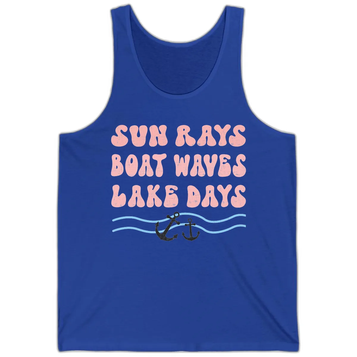 Lake Days Boat Waves Sun Rays Tank in True Royal