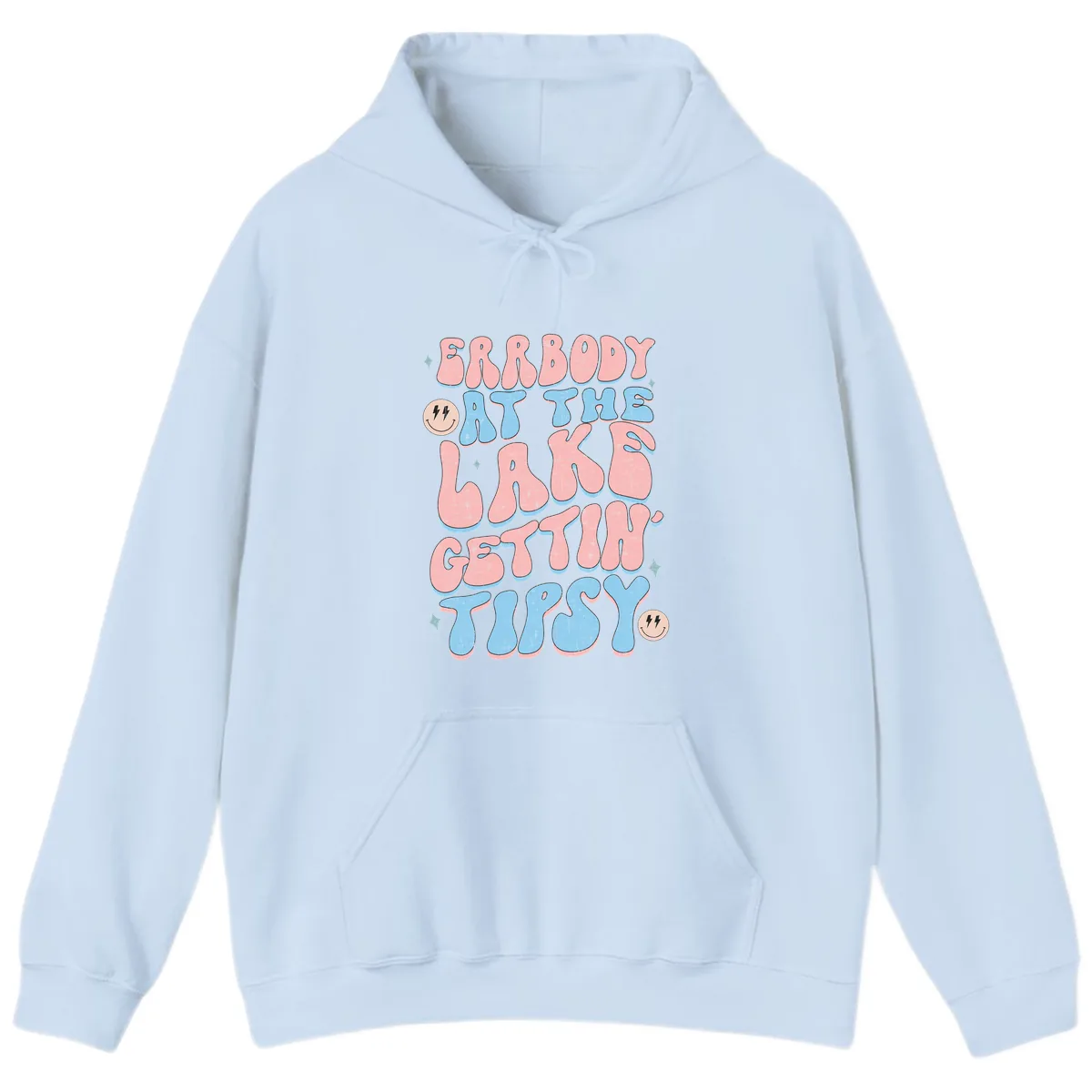 Everybody Gettin Tipsy At The Lake Hoodie in Light Blue