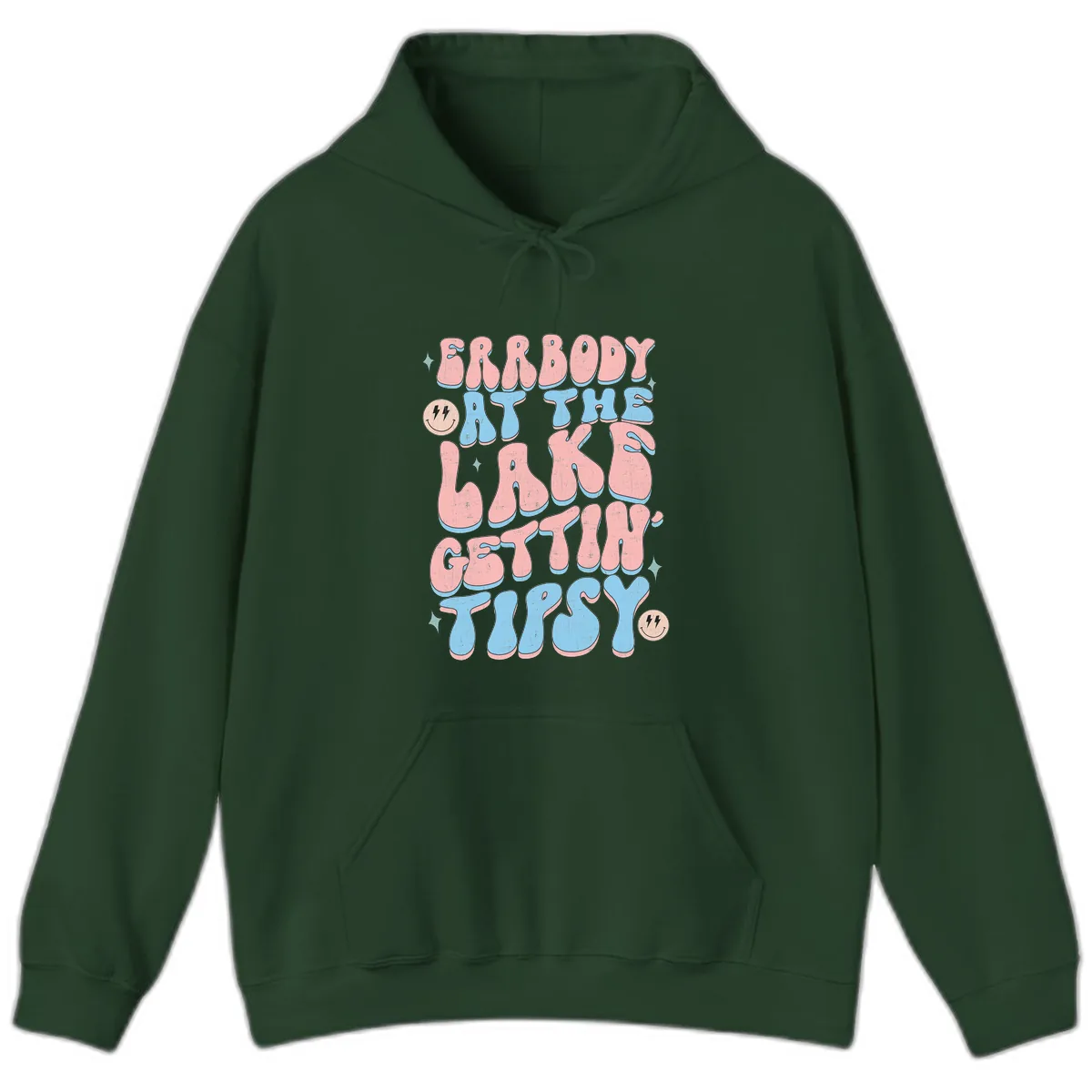 Everybody Gettin Tipsy At The Lake Hoodie in Forest Green