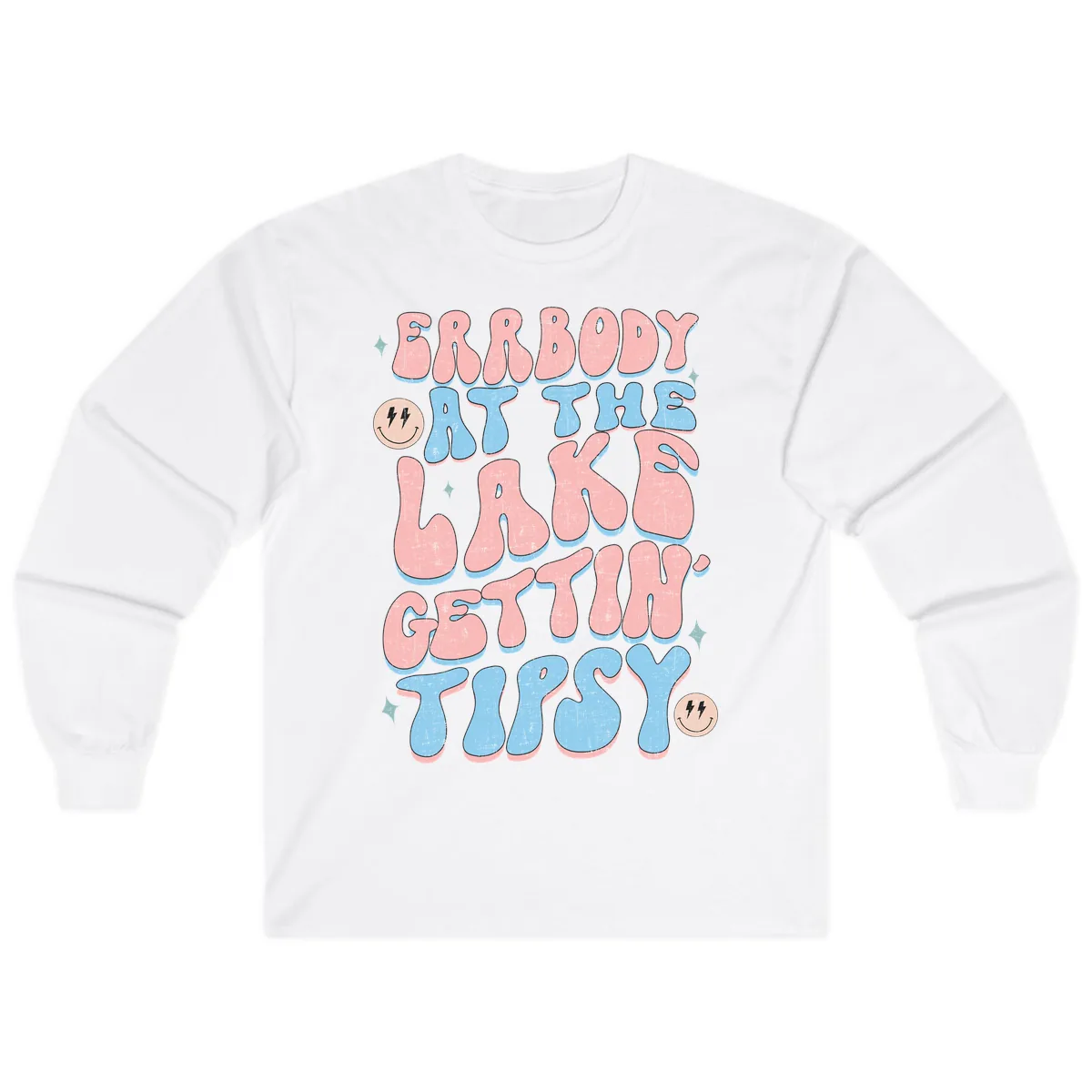 Everybody Gettin Tipsy At The Lake Long Sleeve in White