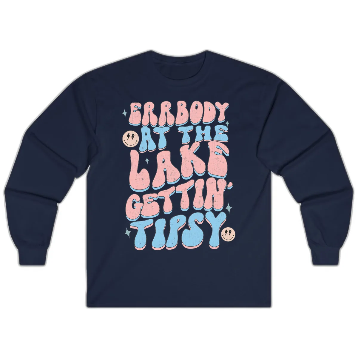 Everybody Gettin Tipsy At The Lake Long Sleeve in Navy