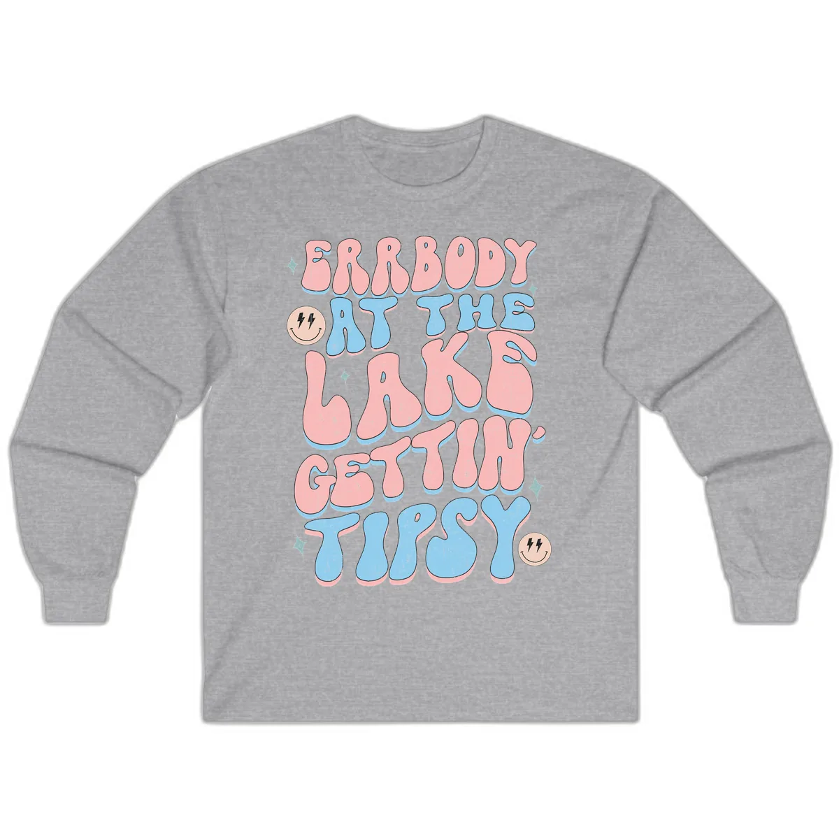 Everybody Gettin Tipsy At The Lake Long Sleeve in Sport Grey