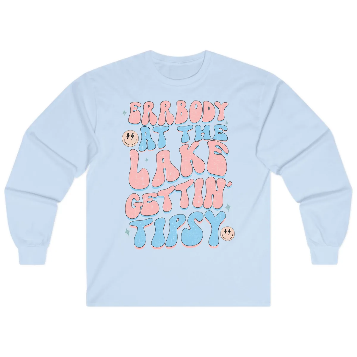 Everybody Gettin Tipsy At The Lake Long Sleeve in Light Blue