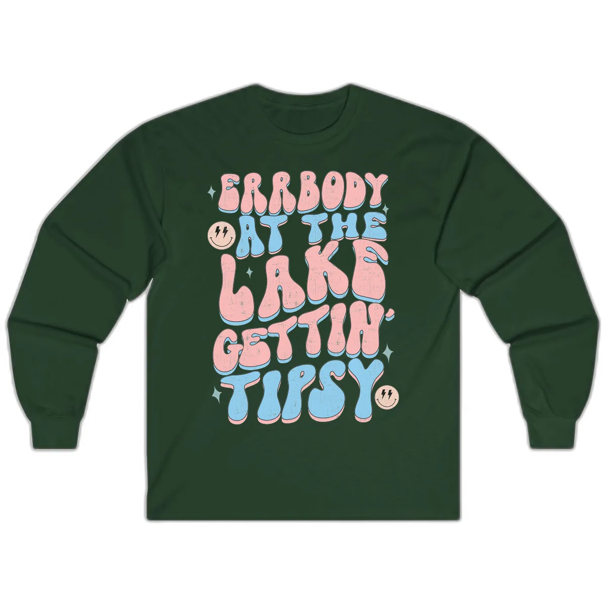 Everybody Gettin Tipsy At The Lake Long Sleeve in Forest Green