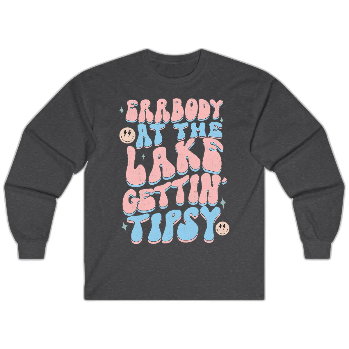 Everybody Gettin Tipsy At The Lake Long Sleeve in Dark Heather