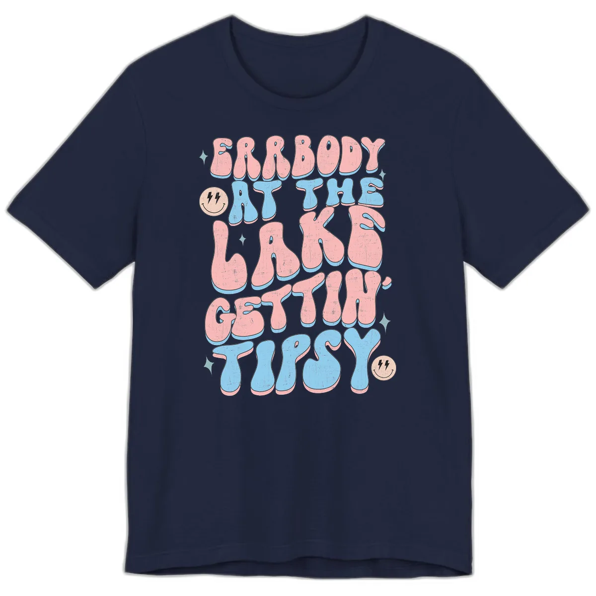 Everybody Gettin Tipsy At The Lake Premium T-Shirt in Navy