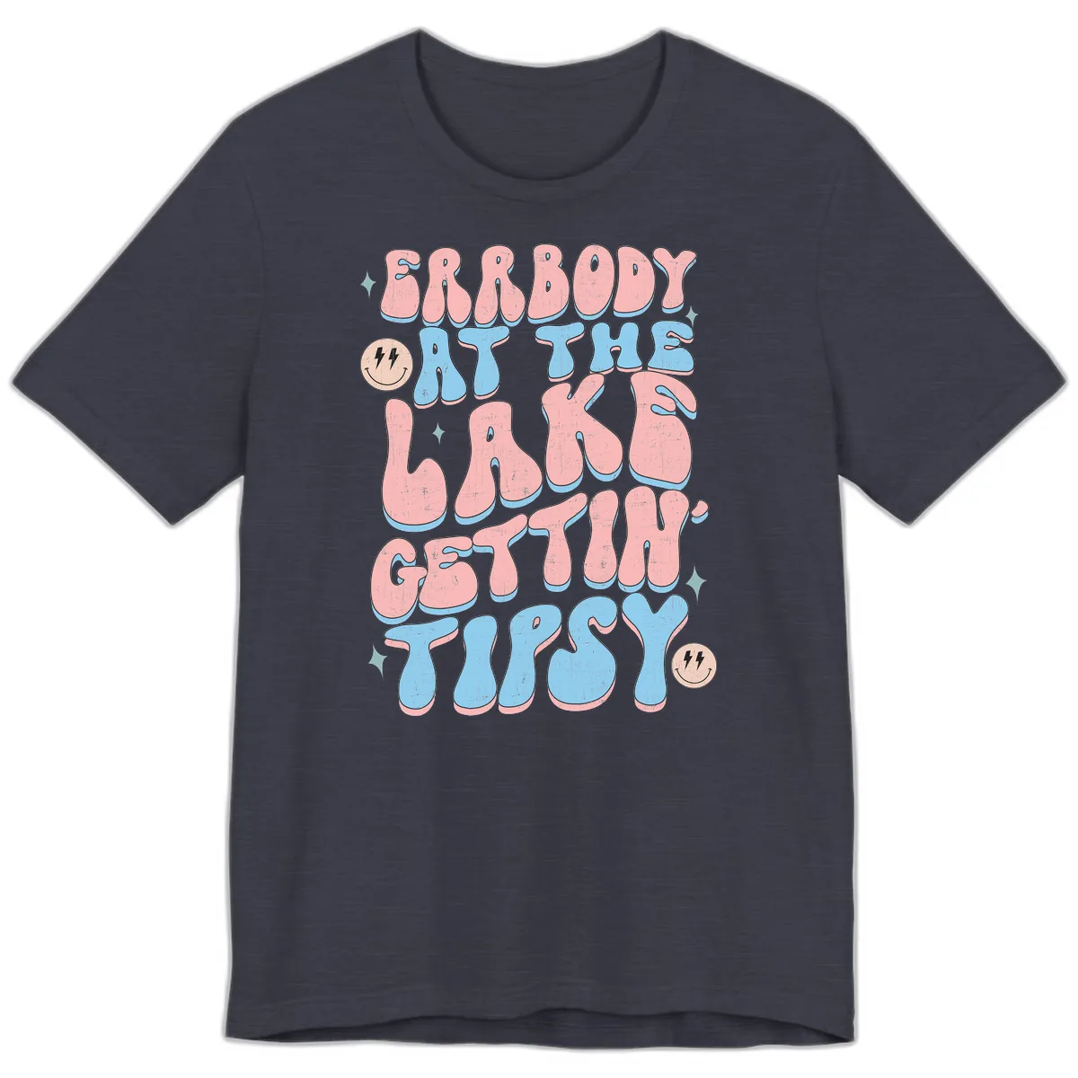 Everybody Gettin Tipsy At The Lake Premium T-Shirt in Heather Midnight Navy