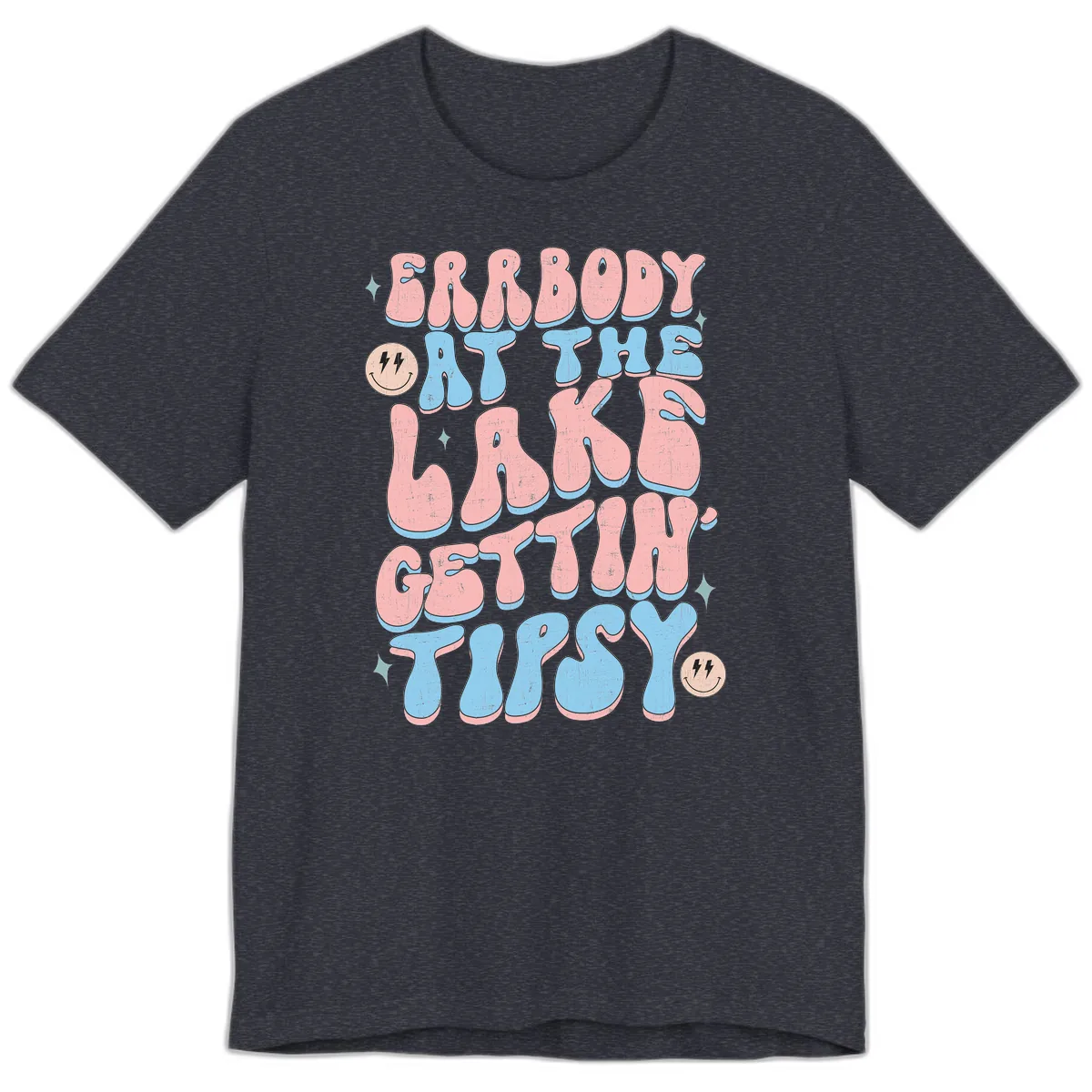 Everybody Gettin Tipsy At The Lake Premium T-Shirt in Heather Navy