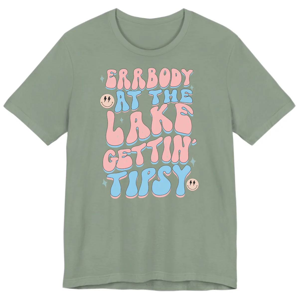 Everybody Gettin Tipsy At The Lake Premium T-Shirt in Sage