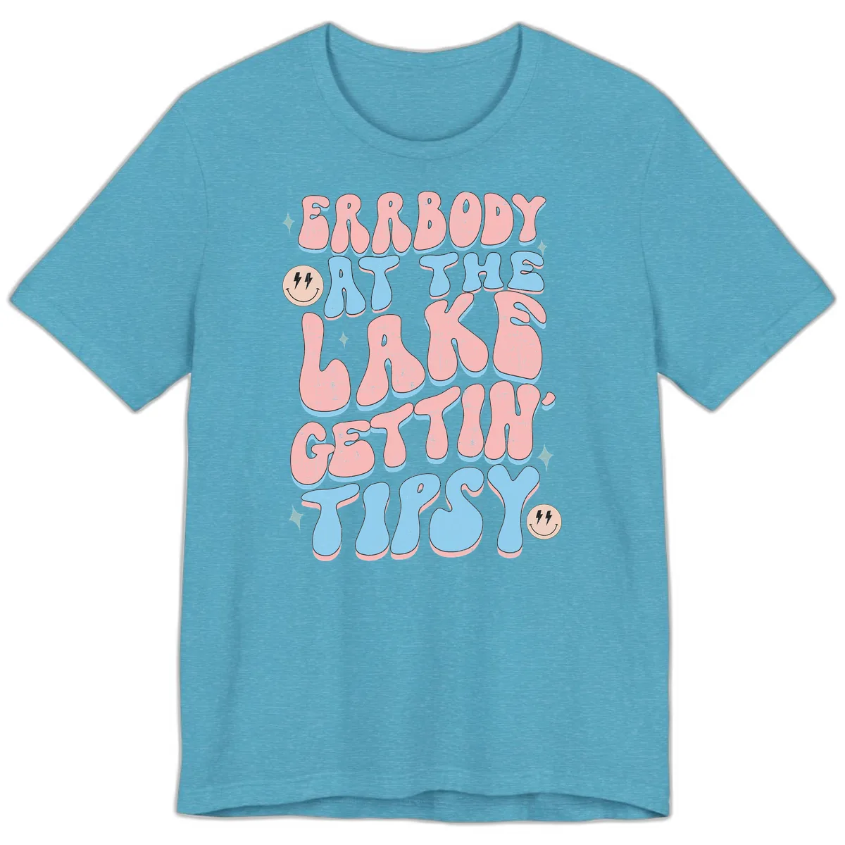 Everybody Gettin Tipsy At The Lake Premium T-Shirt in Heather Aqua