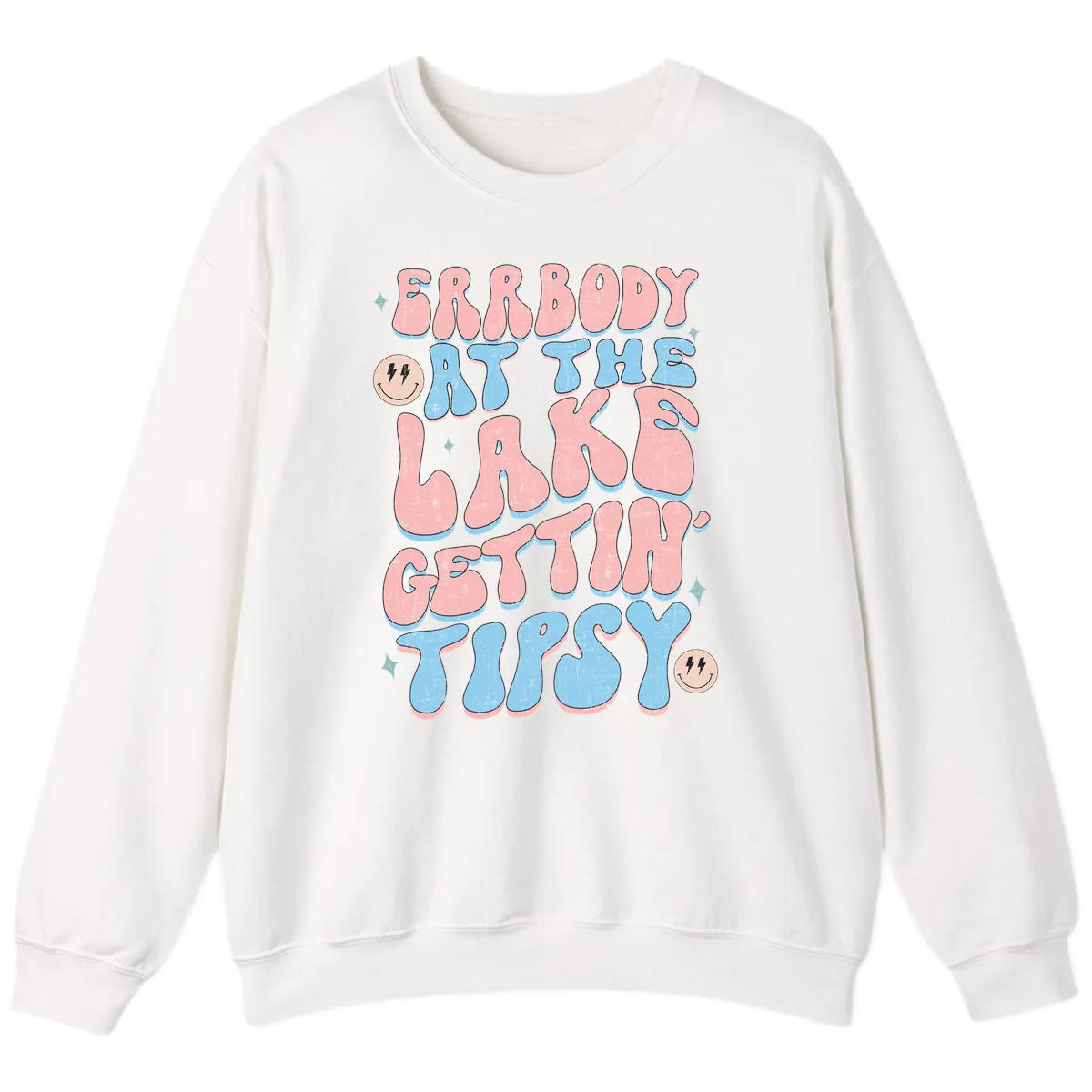Everybody Gettin Tipsy At The Lake Sweatshirt in White