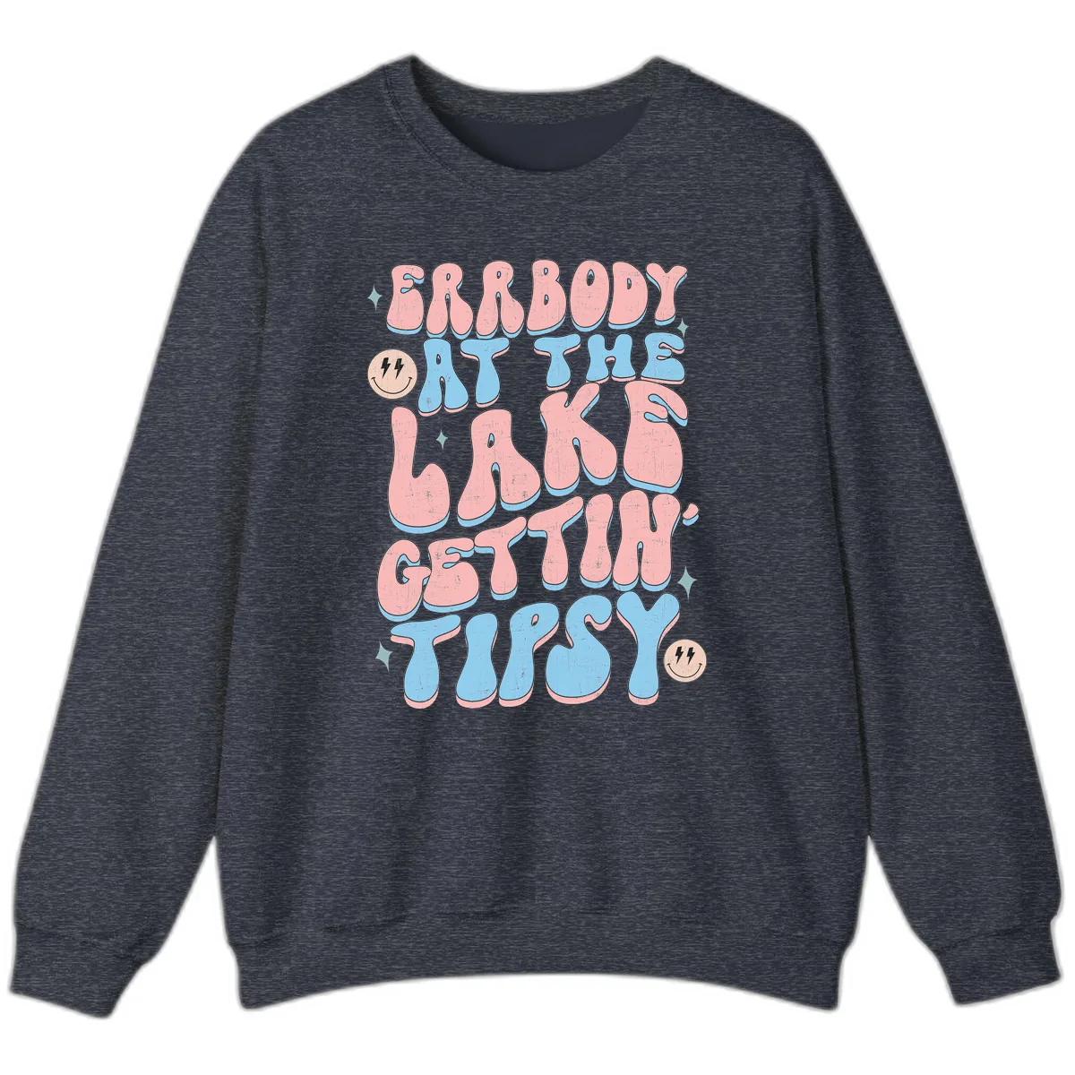 Everybody Gettin Tipsy At The Lake Sweatshirt in Heather Sport Dark Navy