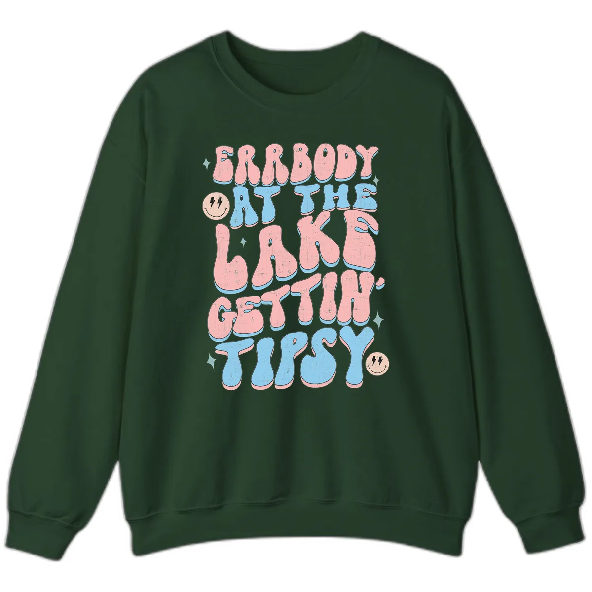 Everybody Gettin Tipsy At The Lake Sweatshirt in Forest Green