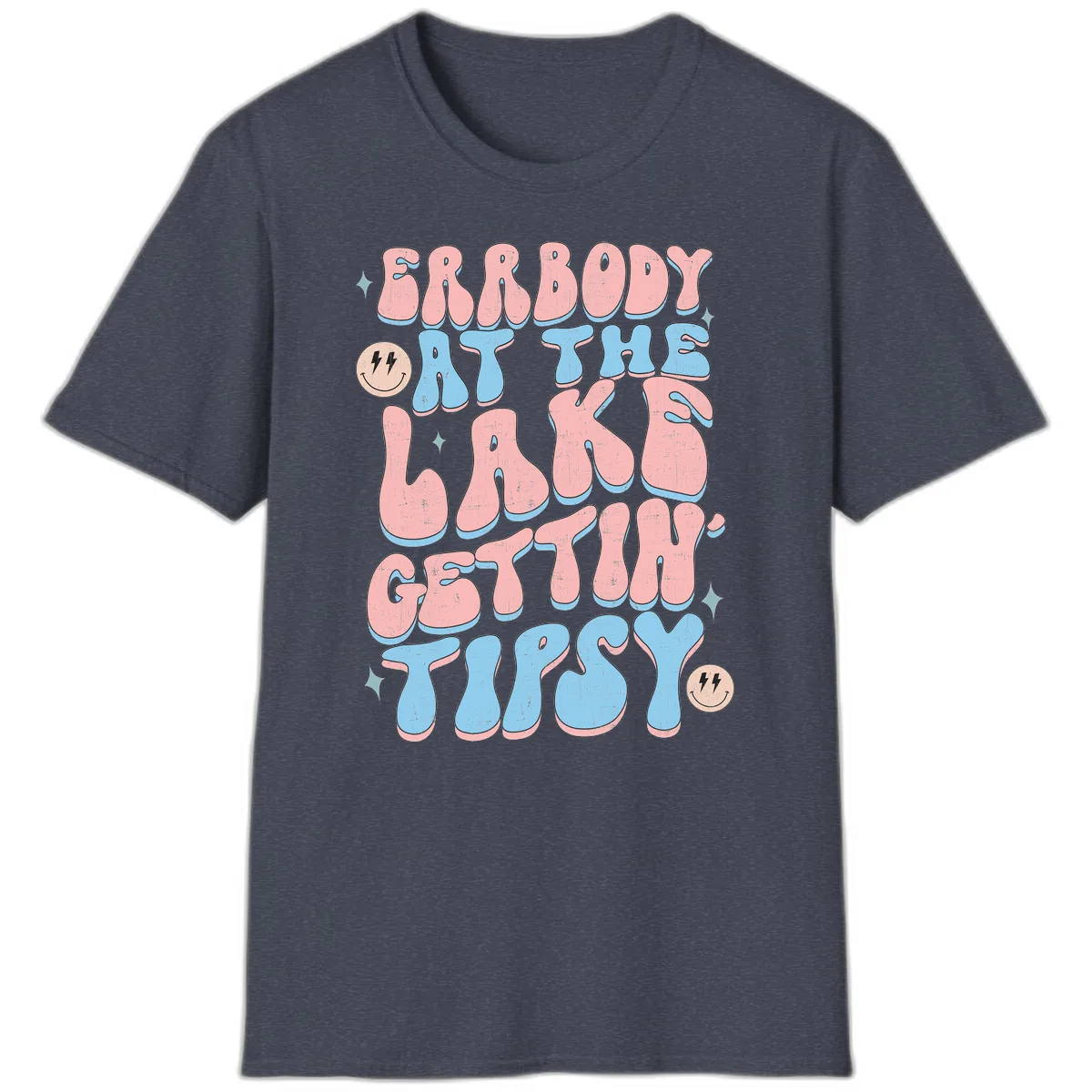Everybody Gettin Tipsy At The Lake T-Shirt in Heather Navy