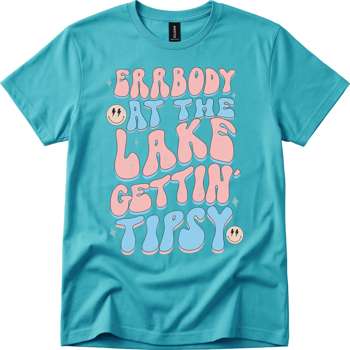 Everybody Gettin Tipsy At The Lake T-Shirt in Tropical Blue