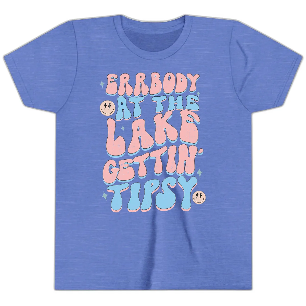 Everybody Gettin Tipsy At The Lake Youth T-Shirt in Heather Columbia Blue