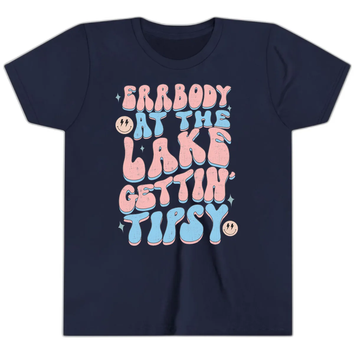 Everybody Gettin Tipsy At The Lake Youth T-Shirt in Navy