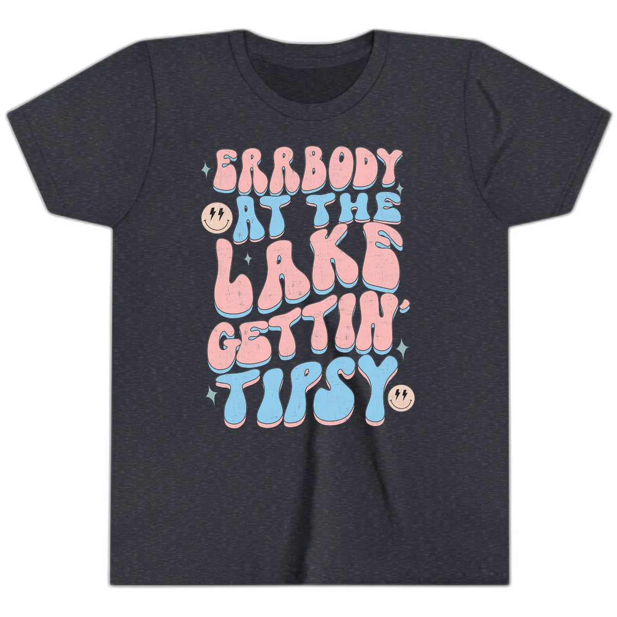 Everybody Gettin Tipsy At The Lake Youth T-Shirt in Heather Navy