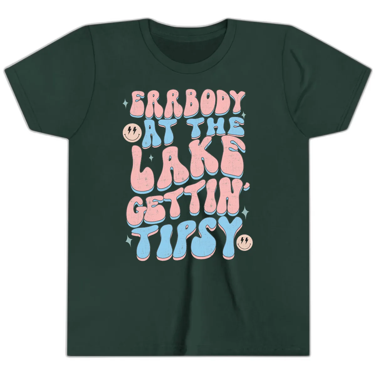 Everybody Gettin Tipsy At The Lake Youth T-Shirt in Forest