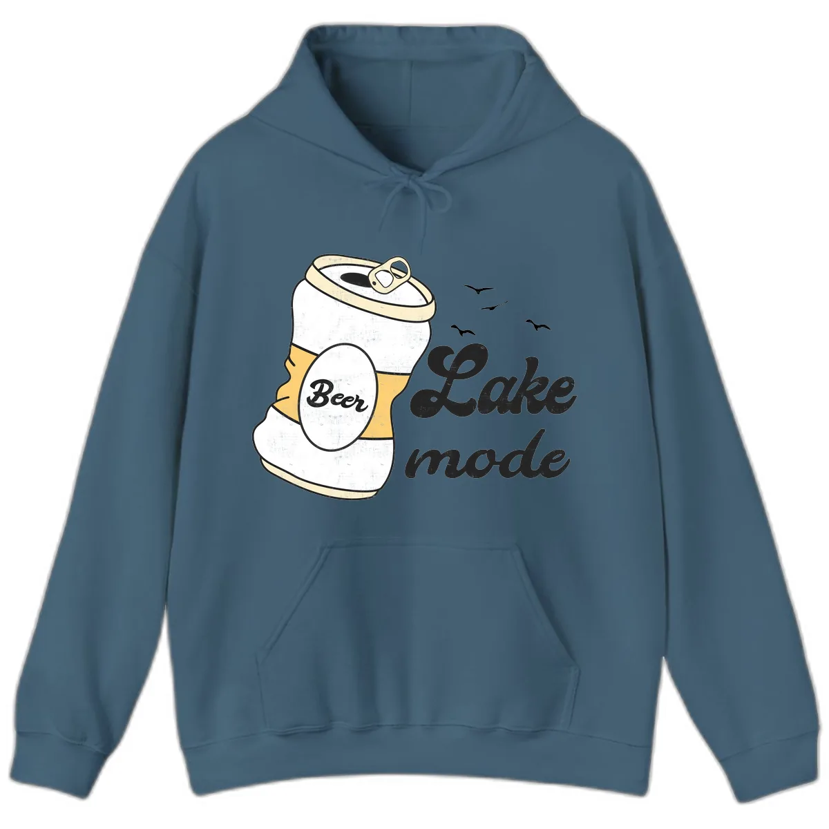 Lake Mode Crushed Beer Can Hoodie in Indigo Blue