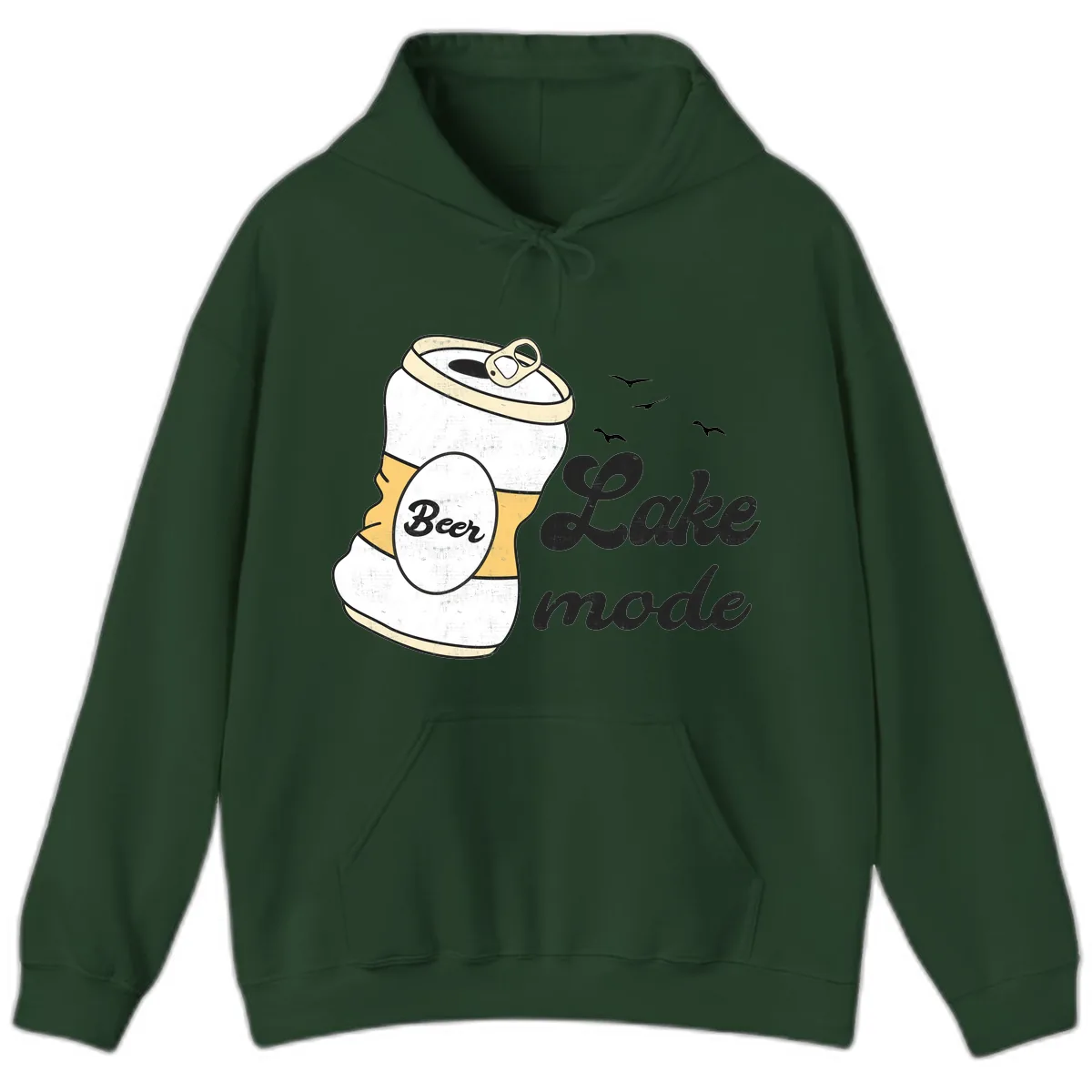 Lake Mode Crushed Beer Can Hoodie in Forest Green