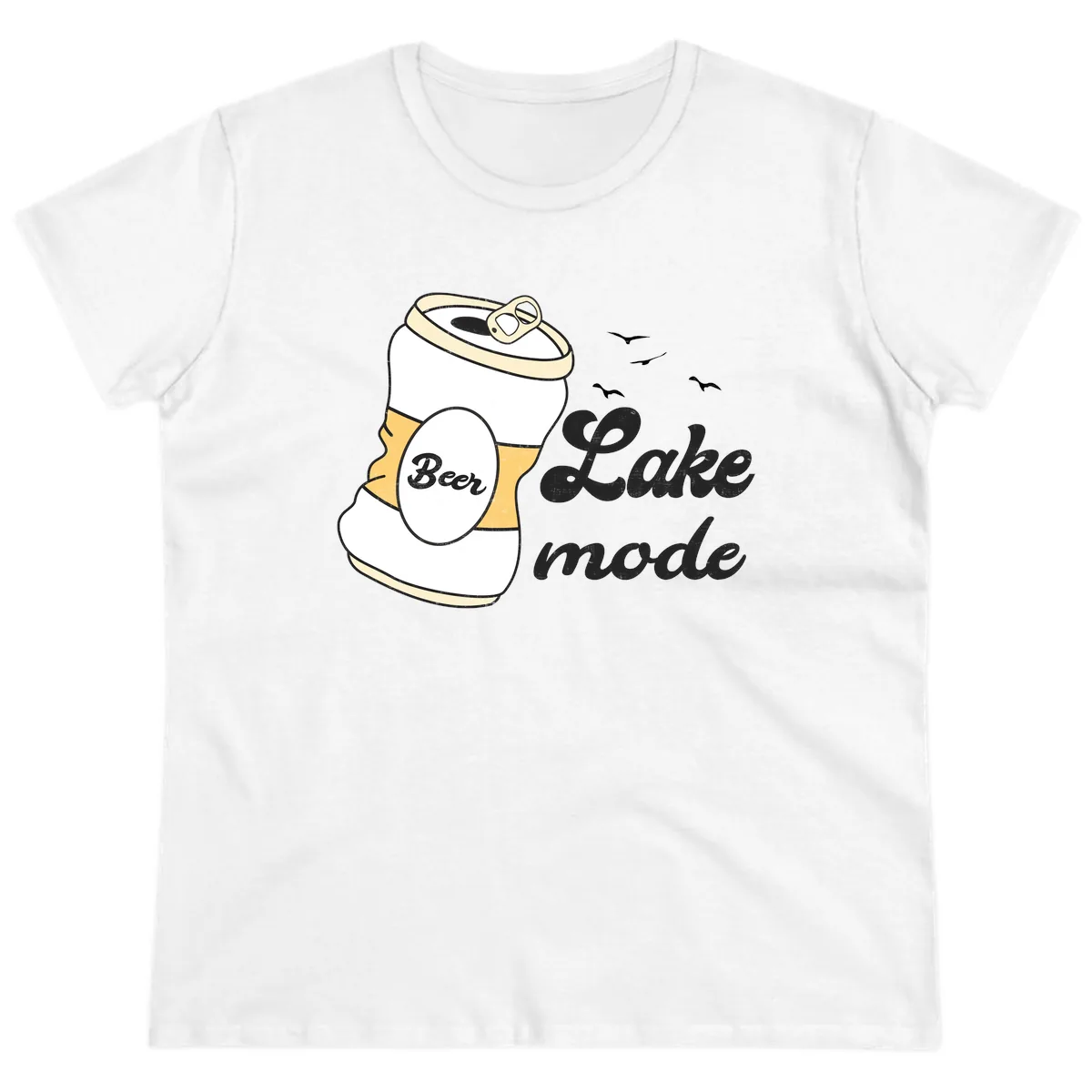 Lake Mode Crushed Beer Can Ladies Tee in White