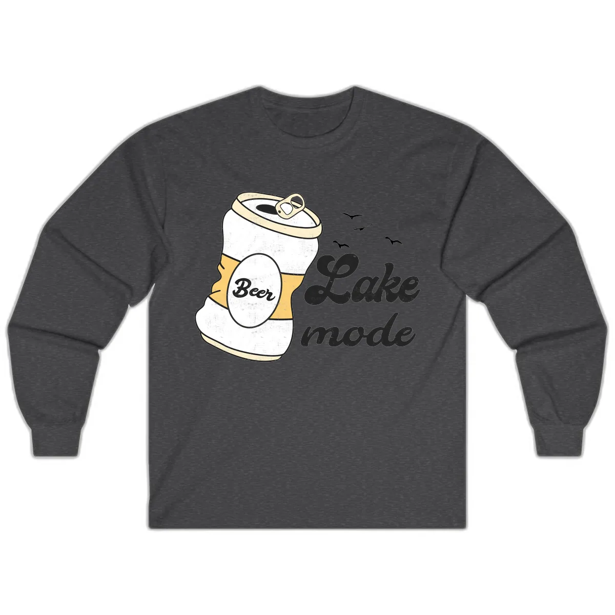 Lake Mode Crushed Beer Can Long Sleeve in Dark Heather