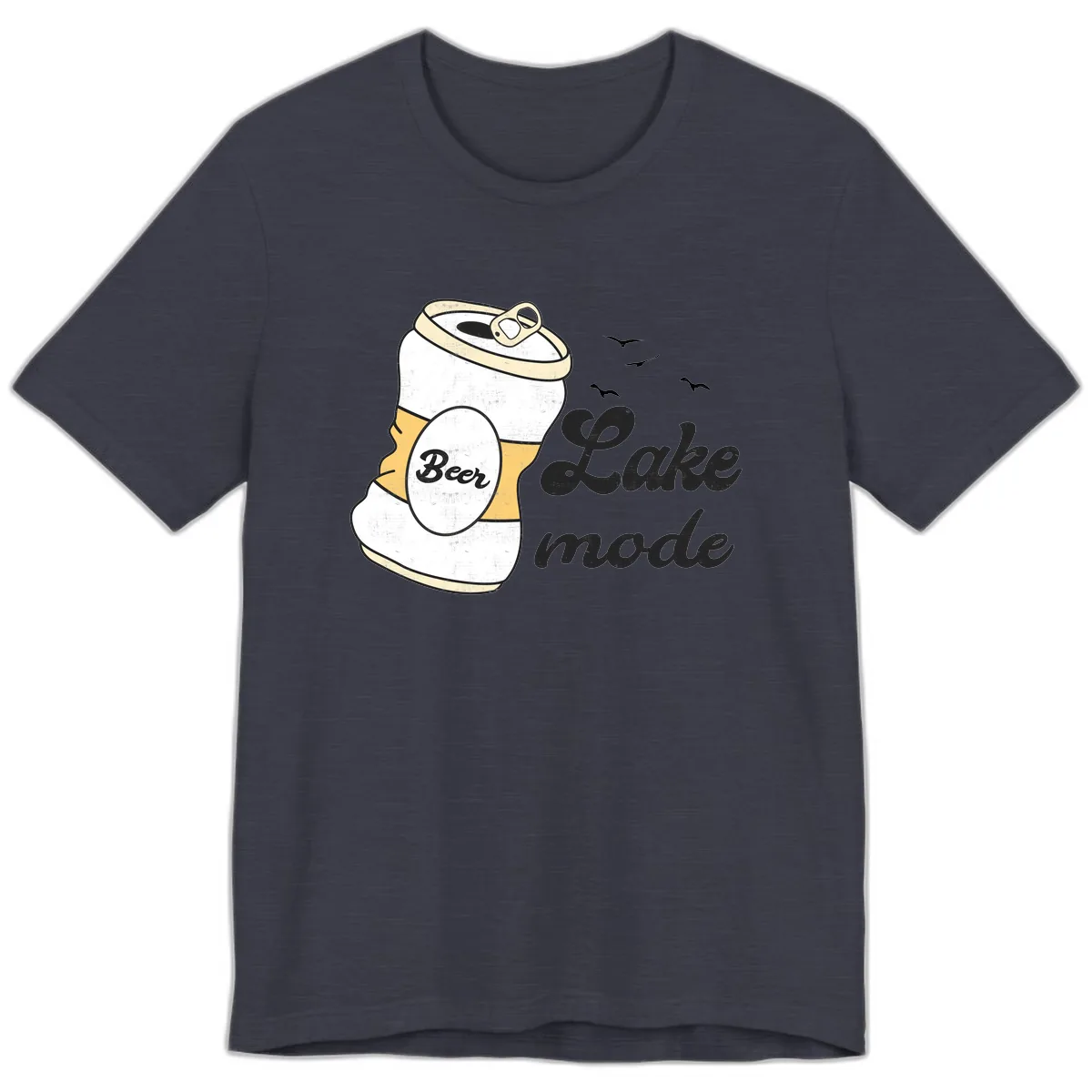 Lake Mode Crushed Beer Can Premium T-Shirt in Heather Midnight Navy