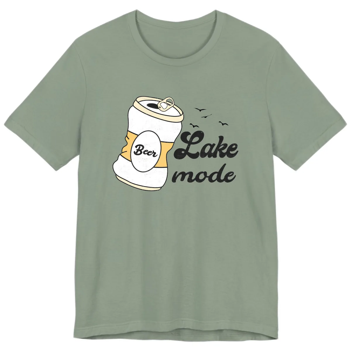 Lake Mode Crushed Beer Can Premium T-Shirt in Sage