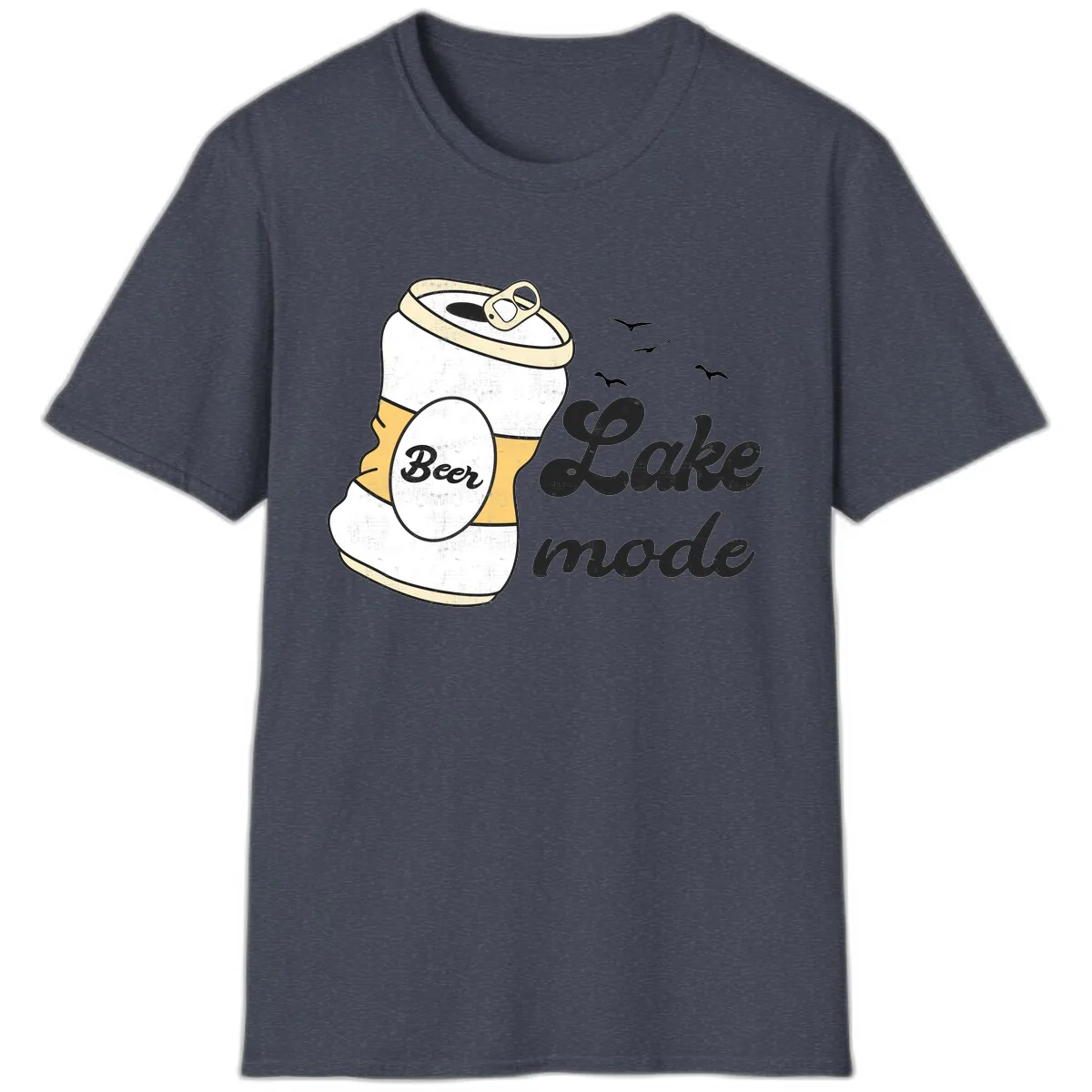 Lake Mode Crushed Beer Can T-Shirt in Heather Navy