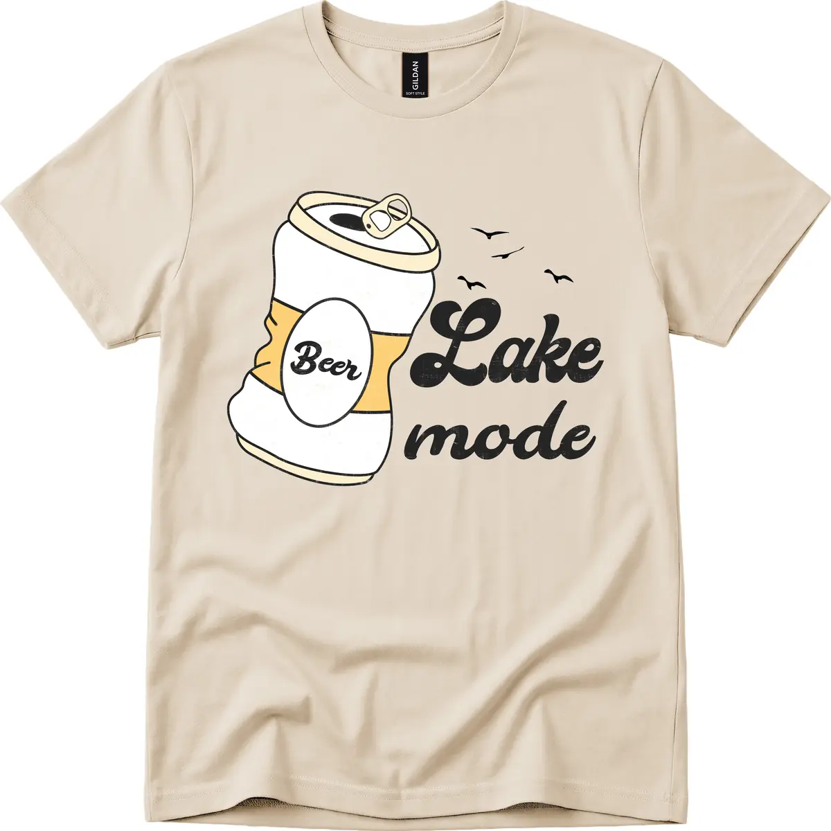 Lake Mode Crushed Beer Can T-Shirt in Sand