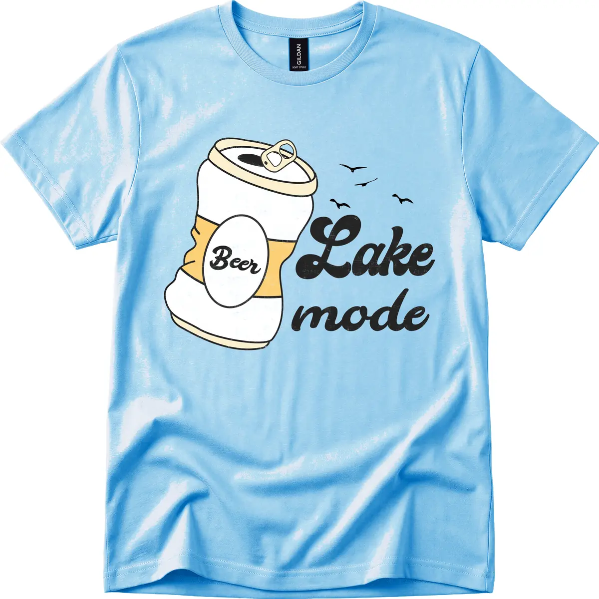 Lake Mode Crushed Beer Can T-Shirt in Sky
