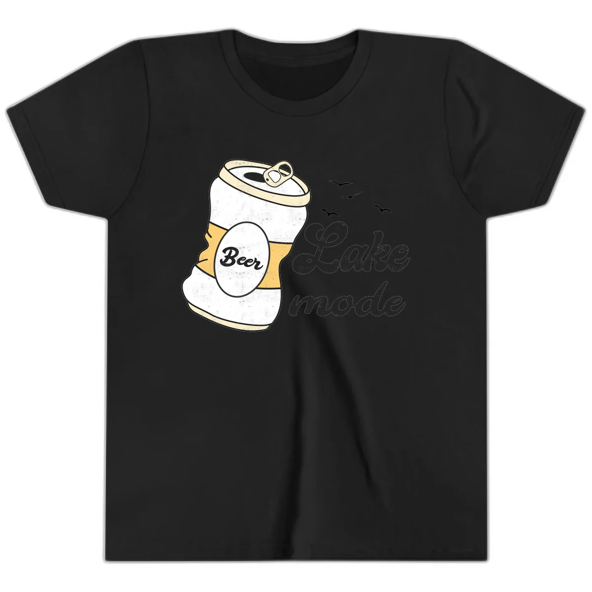 Lake Mode Crushed Beer Can Youth T-Shirt in Black