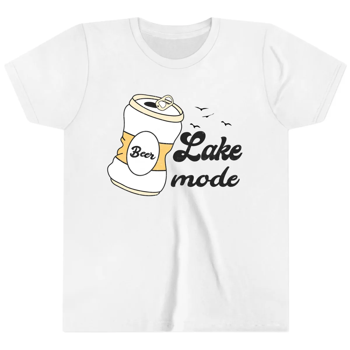 Lake Mode Crushed Beer Can Youth T-Shirt in White